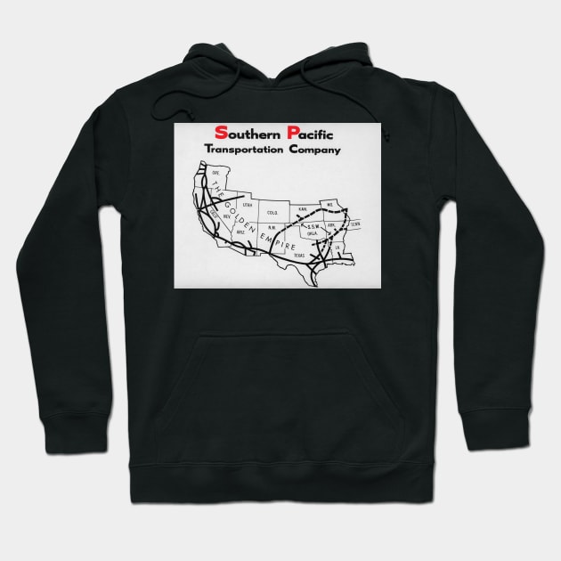 1981 Southern Pacific Route Map Hoodie by Bonita Vista Photography